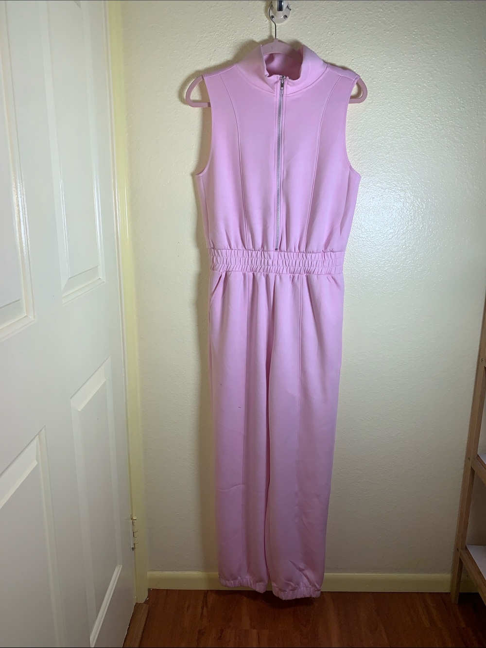 NWOT Active USA Sleeveless Zip-Front Bubblegum Pink Jumpsuit